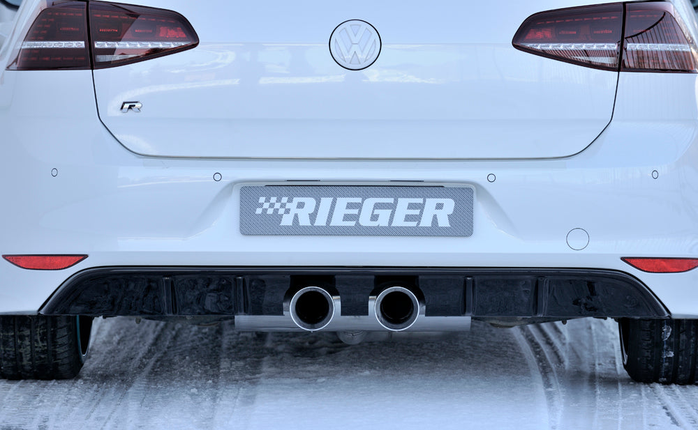 Rieger 00088092 VW Mk7 Golf R Rear Diffuser for Twin Tailpipe Centre - Glossy Black