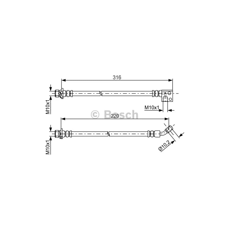 BOSCH 1 987 481 801 Brake Hose for HONDA Civic VIII Hatchback FN FK 316Mm
