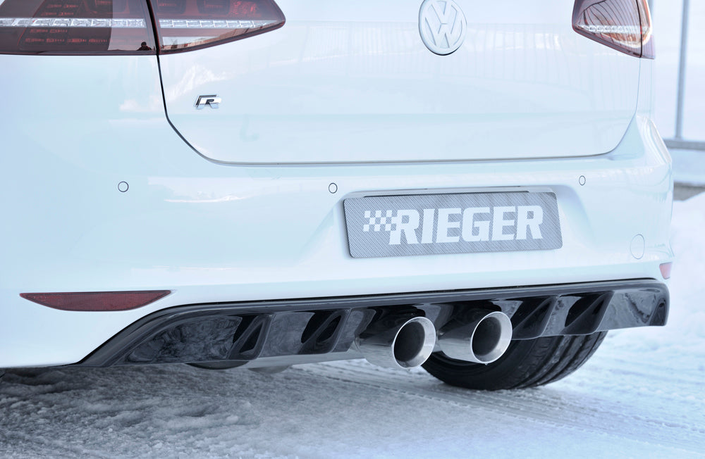 Rieger 00088092 VW Mk7 Golf R Rear Diffuser for Twin Tailpipe Centre - Glossy Black