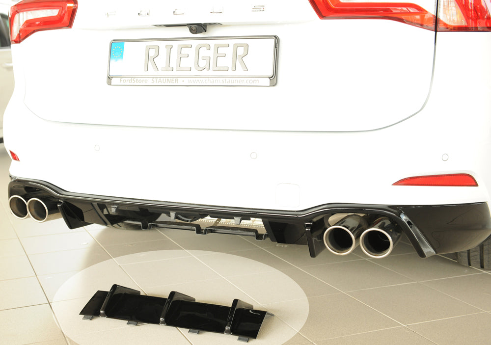 Rieger 00088242 Ford DEH Focus 4 Rear Diffuser for Sport Tailpipe Left & Right (Inc. Focus 4 ST) - Glossy Black