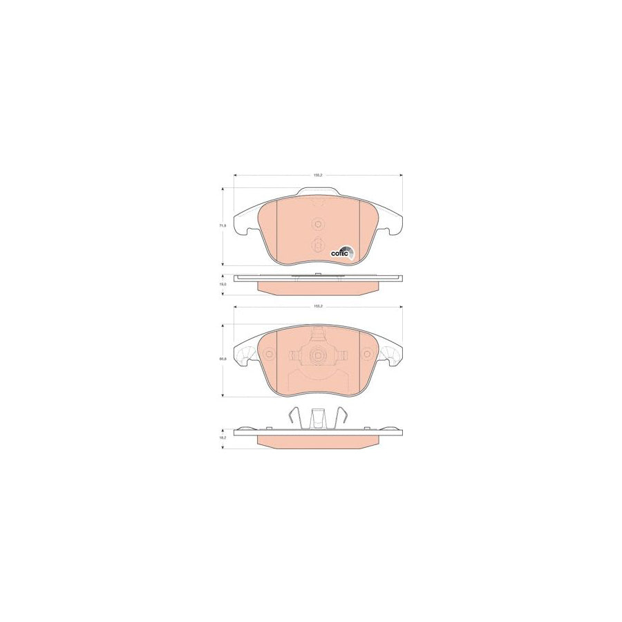 TRW Cotec Gdb1691 Brake Pad Set Not Prepared For Wear Indicator