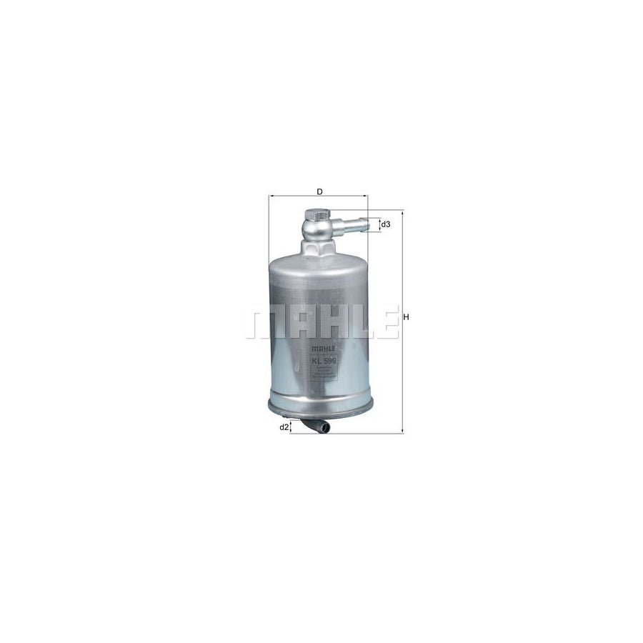 MAHLE ORIGINAL KL 599 Fuel filter for AUDI A4 In-Line Filter