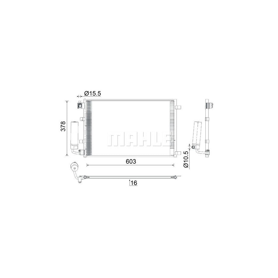 MAHLE ORIGINAL AC 923 000S Air conditioning condenser for NISSAN QASHQAI with dryer