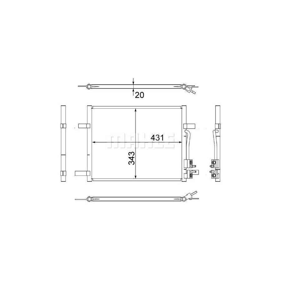 MAHLE ORIGINAL AC 511 000S Air conditioning condenser for FORD KA Hatchback (RB) without dryer