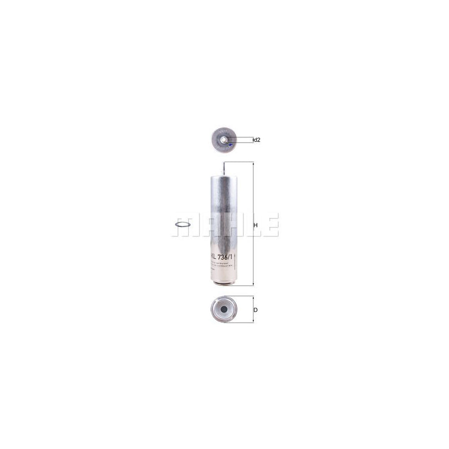 MAHLE ORIGINAL KL 736/1D Fuel filter In-Line Filter