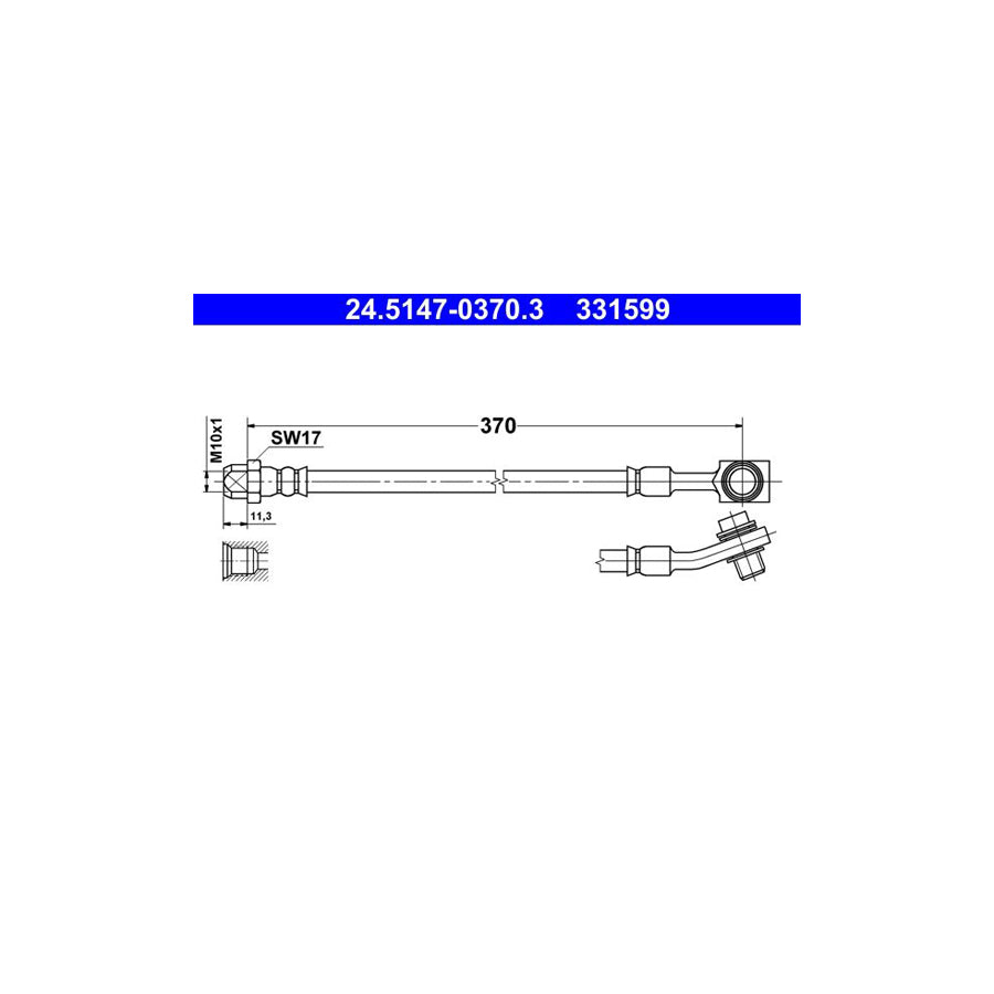 ATE 24 5147 0370 3 Brake Hose 370Mm M10X1
