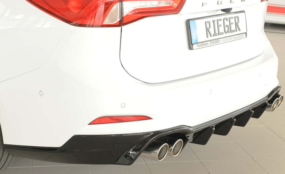 Rieger 00088243 Ford DEH Focus 4 Rear Diffuser for Twin Tailpipe Left & Right (Inc. Focus 4 ST) - Glossy Black