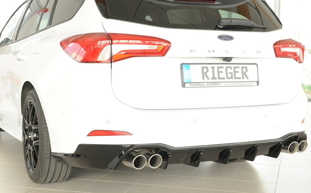 Rieger 00088243 Ford DEH Focus 4 Rear Diffuser for Twin Tailpipe Left & Right (Inc. Focus 4 ST) - Glossy Black