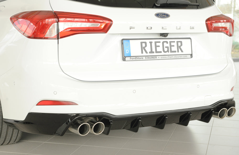 Rieger 00088243 Ford DEH Focus 4 Rear Diffuser for Twin Tailpipe Left & Right (Inc. Focus 4 ST) - Glossy Black