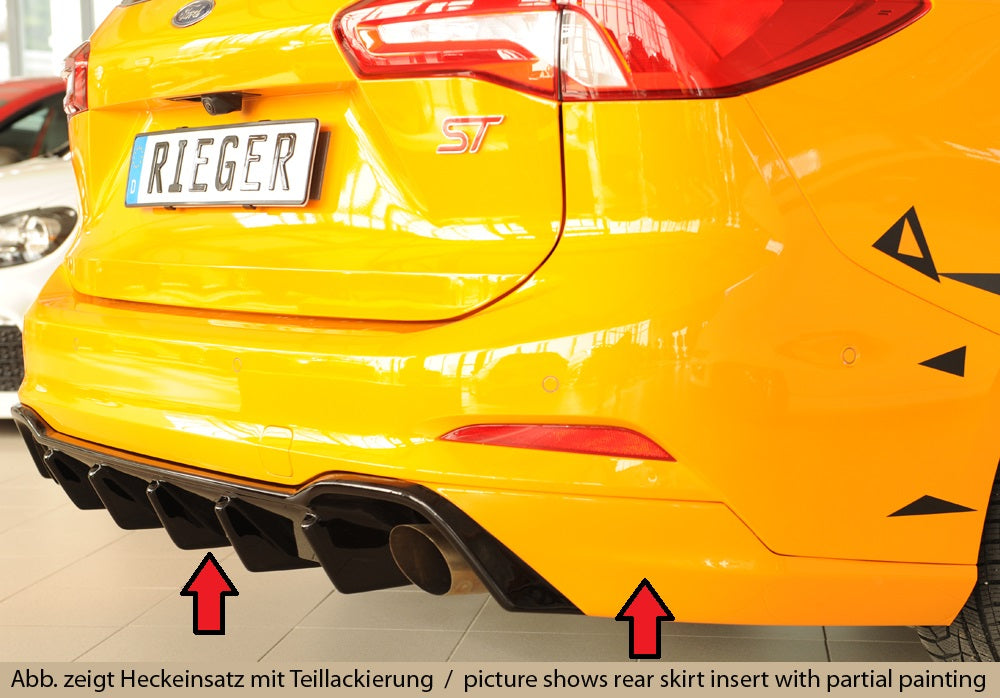 Rieger 00088243 Ford DEH Focus 4 Rear Diffuser for Twin Tailpipe Left & Right (Inc. Focus 4 ST) - Glossy Black