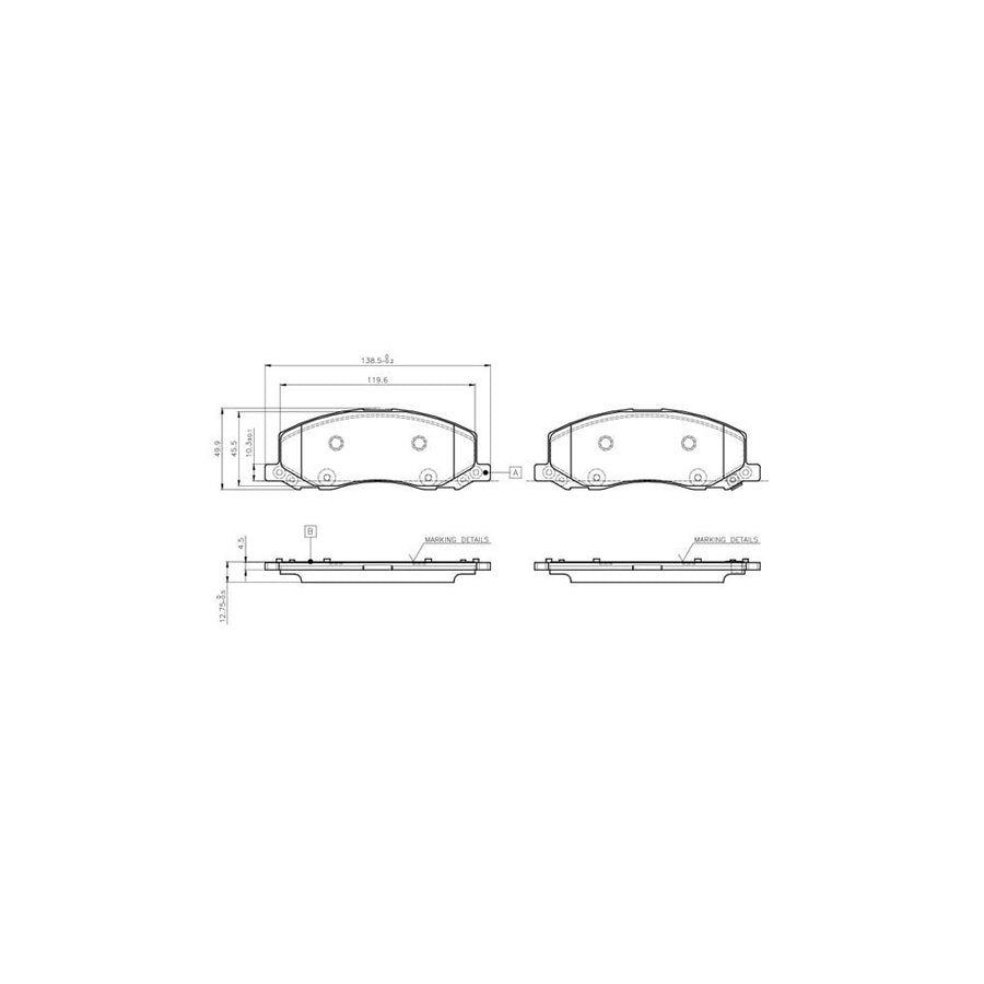 Bosch 0986Tb3108 Brake Pad Set Excl Wear Warning Contact