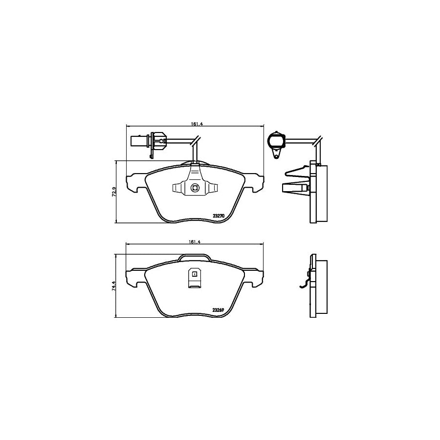 Hella 8DB 355 008 921 Brake Pad Set With Integrated Wear Warning Contact