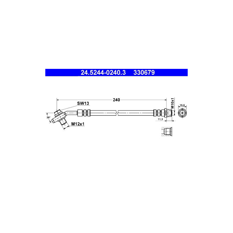 ATE 24 5244 0240 3 Brake Hose for AUDI A4 240Mm M10X1