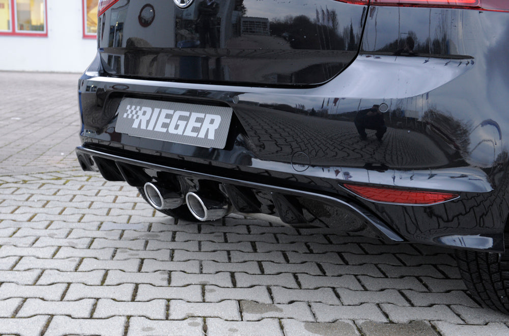 Rieger 00088102 VW Mk7-Line Golf R Rear Diffuser for Twin Tailpipe Centre - Glossy Black