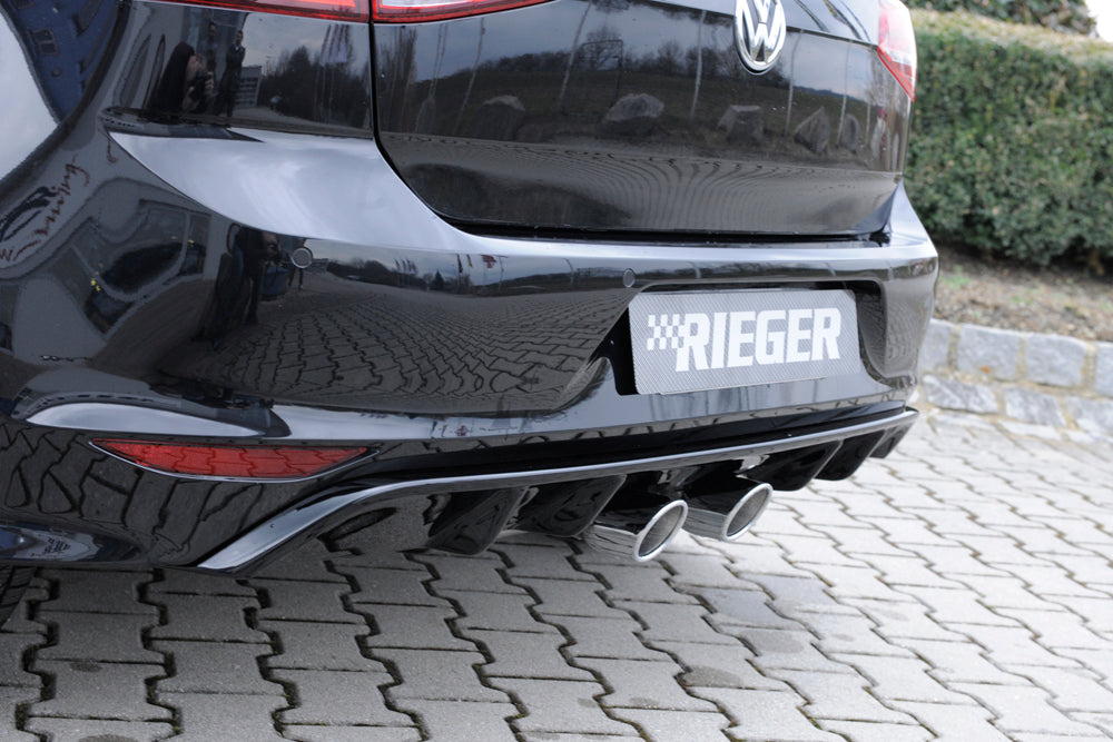 Rieger 00088102 VW Mk7-Line Golf R Rear Diffuser for Twin Tailpipe Centre - Glossy Black