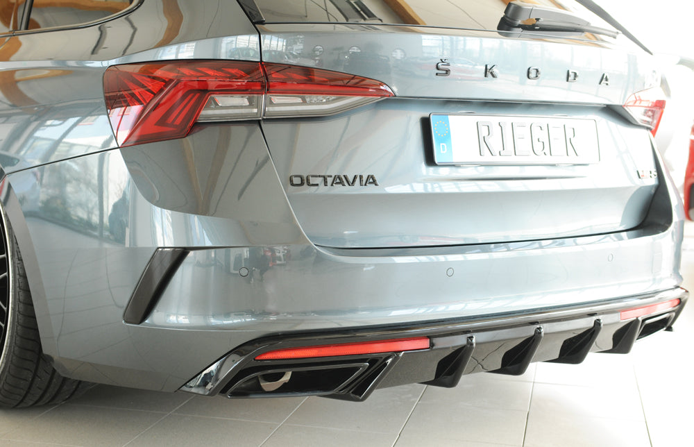 Rieger 00088254 Skoda NX Octavia RS Rear Diffuser - Glossy Black
