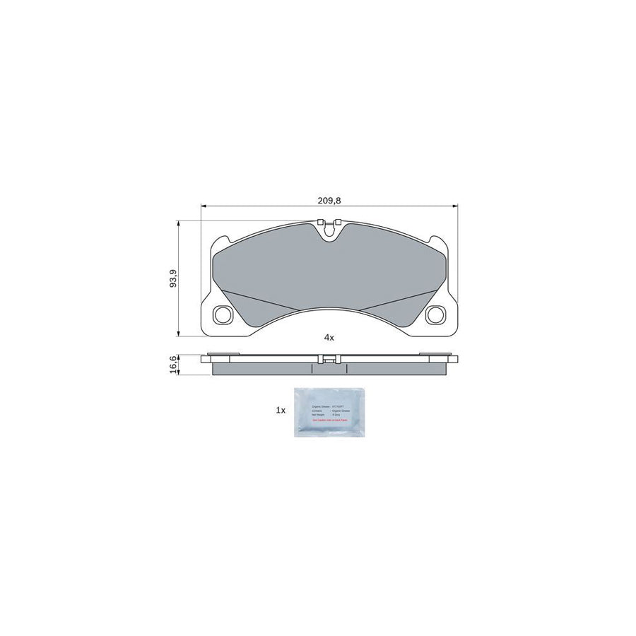 Bosch 0986424970 Brake Pad Set For Porsche Cayenne With Anti Squeak Plate With Mounting Manual BP2587
