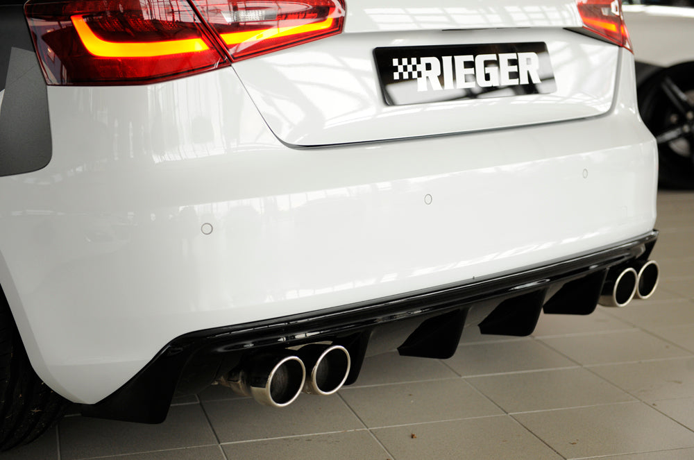 Rieger 00088101 Audi 8V A3 Rear Diffuser for Twin Tailpipe Left & Right - Glossy Black