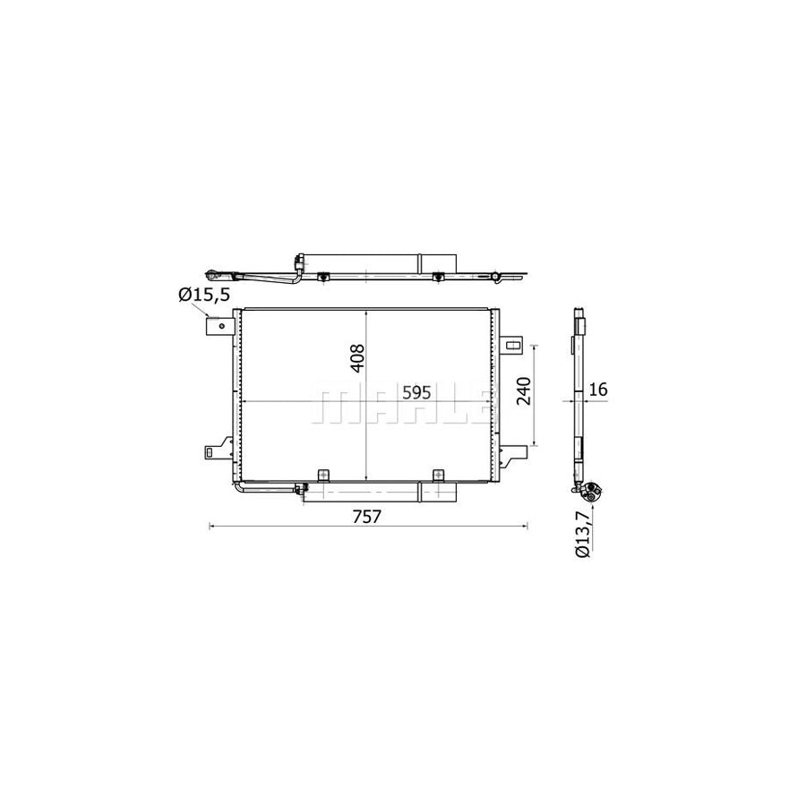 MAHLE ORIGINAL AC 369 000S Air conditioning condenser with dryer, without sensor