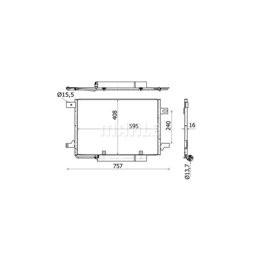 MAHLE ORIGINAL AC 369 000S Air conditioning condenser with dryer, without sensor