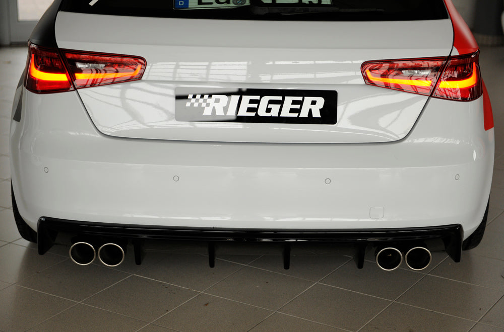 Rieger 00088101 Audi 8V A3 Rear Diffuser for Twin Tailpipe Left & Right - Glossy Black