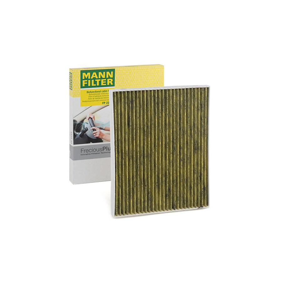 MANN-FILTER FP 2243 Pollen filter Activated Carbon Filter, Activated Carbon Filter with polyphenol, Particulate filter (PM 2.5), with antibacterial action, with fungicidal effect, FreciousPlus