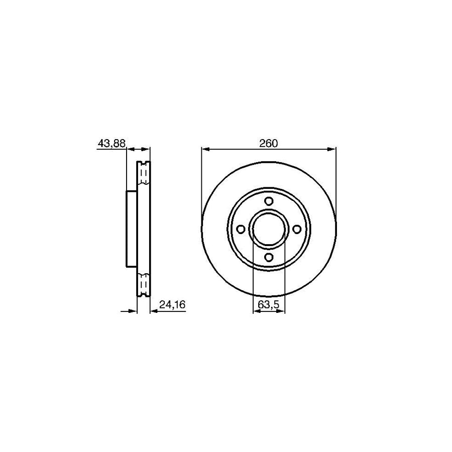 BOSCH 0 986 478 671 Brake Disc Internally Vented Vented Oiled