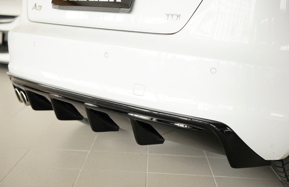 Rieger 00088100 Audi 8V A3 Rear Diffuser for Twin Tailpipe Left - Glossy Black