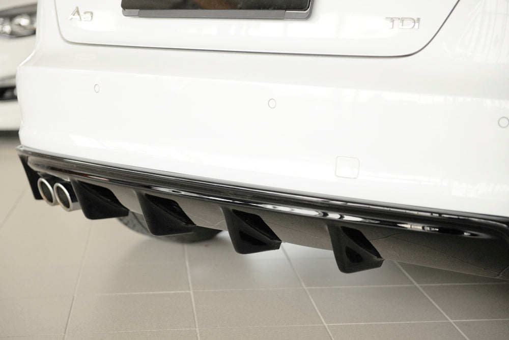Rieger 00088100 Audi 8V A3 Rear Diffuser for Twin Tailpipe Left - Glossy Black