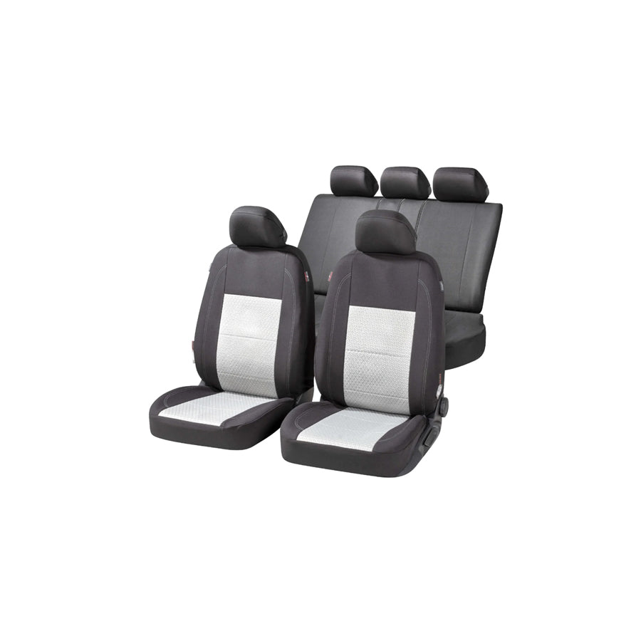 WALSER Avignon, ZIPP IT Premium 11872 Car seat cover Black, Silver, Polyester, Front and Rear