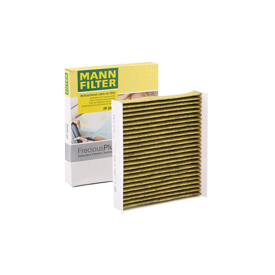 MANN-FILTER FP 2040 Pollen filter Activated Carbon Filter, Activated Carbon Filter with polyphenol, Particulate filter (PM 2.5), with antibacterial action, with fungicidal effect
