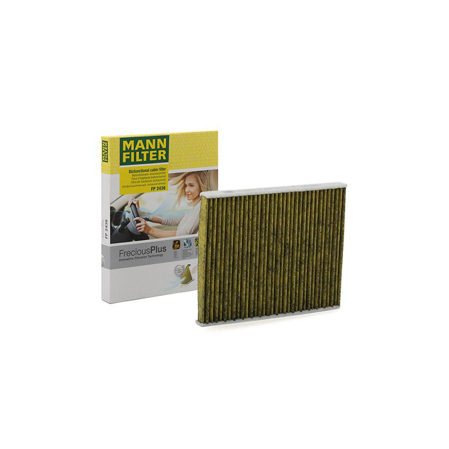 MANN-FILTER FP 2436 Pollen filter Activated Carbon Filter, Activated Carbon Filter with polyphenol, Particulate filter (PM 2.5), with antibacterial action, with fungicidal effect, FreciousPlus