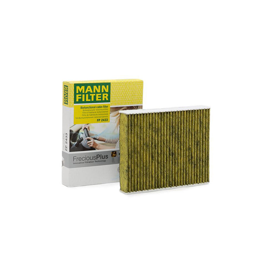 MANN-FILTER FP 2433 Pollen filter Activated Carbon Filter, Activated Carbon Filter with polyphenol, Particulate filter (PM 2.5), with antibacterial action, with fungicidal effect, FreciousPlus