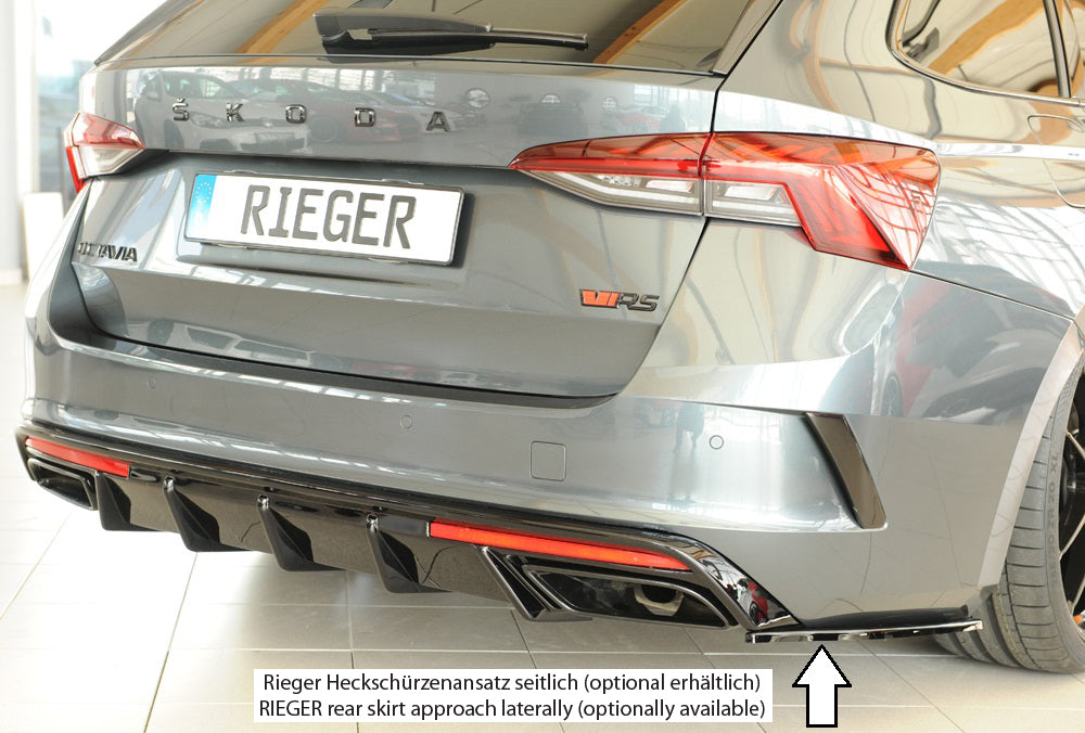 Rieger 00088255 Skoda NX Octavia RS Rear Diffuser - Glossy Black
