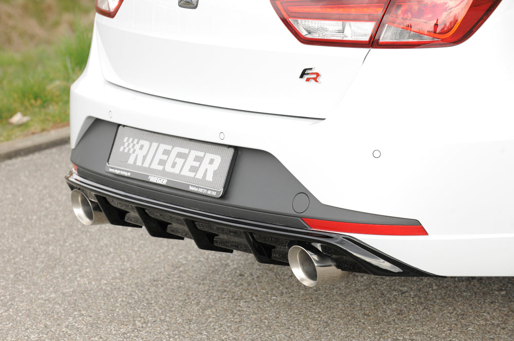 Rieger 00088104 SEAT 5F Leon FR Rear Diffuser for Sport Tailpipe Left & Right - Glossy Black