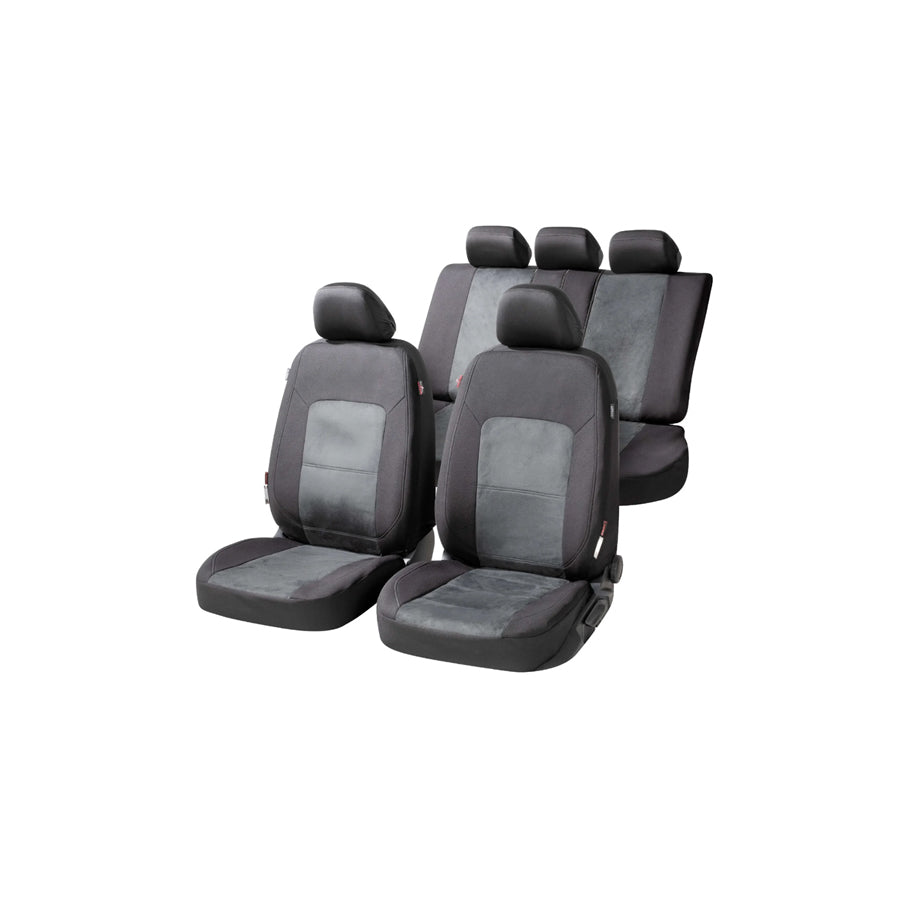 WALSER Ellington, ZIPP IT Premium 11865 Car seat cover Black/Grey, Polyester, Front and Rear