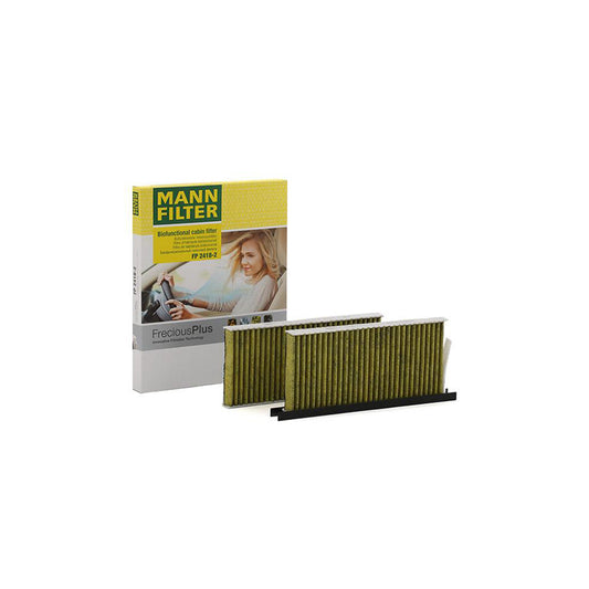 MANN-FILTER FP 2418-2 Pollen filter Activated Carbon Filter, Activated Carbon Filter with polyphenol, Particulate filter (PM 2.5), with antibacterial action, with fungicidal effect, FreciousPlus