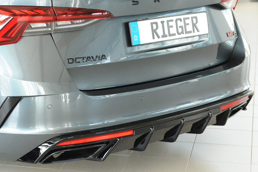 Rieger 00088255 Skoda NX Octavia RS Rear Diffuser - Glossy Black