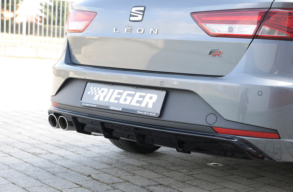 Rieger 00088103 SEAT 5F Leon FR Rear Diffuser for Twin Tailpipe Left - Glossy Black