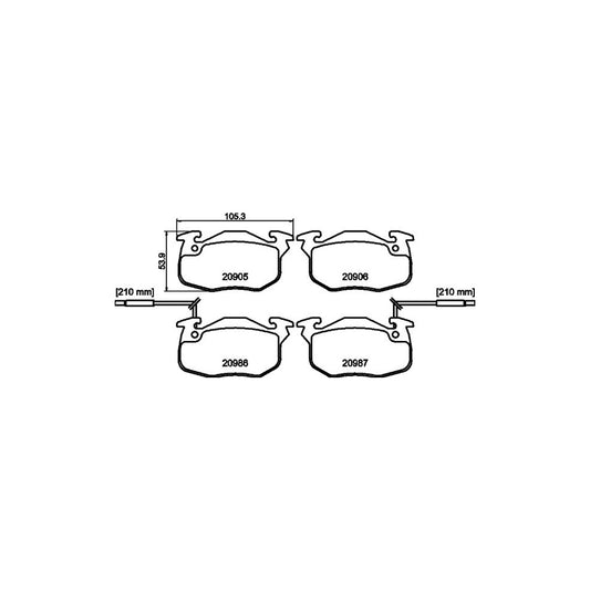 Hella 8DB 355 018 961 Brake Pad Set With Integrated Wear Warning Contact