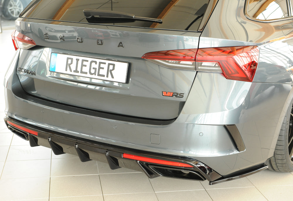 Rieger 00088254 Skoda NX Octavia RS Rear Diffuser - Glossy Black