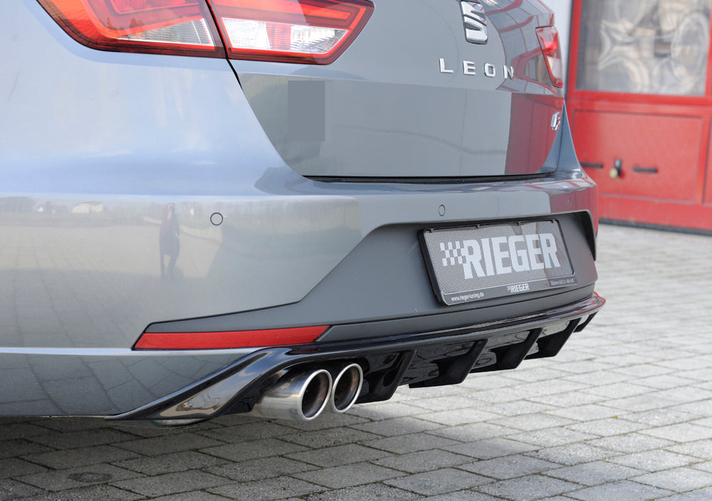 Rieger 00088103 SEAT 5F Leon FR Rear Diffuser for Twin Tailpipe Left - Glossy Black
