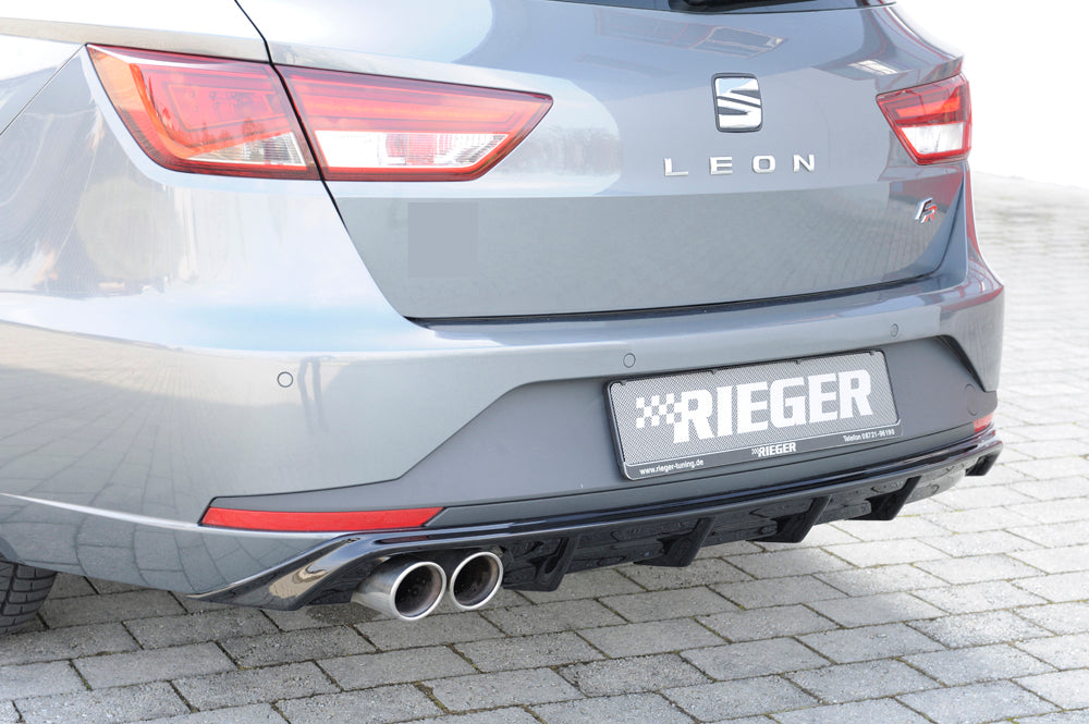 Rieger 00088103 SEAT 5F Leon FR Rear Diffuser for Twin Tailpipe Left - Glossy Black