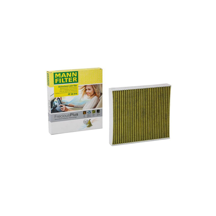 MANN-FILTER FP 26 010 Pollen filter Activated Carbon Filter, Activated Carbon Filter with polyphenol, Particulate filter (PM 2.5), with antibacterial action, with fungicidal effect, FreciousPlus
