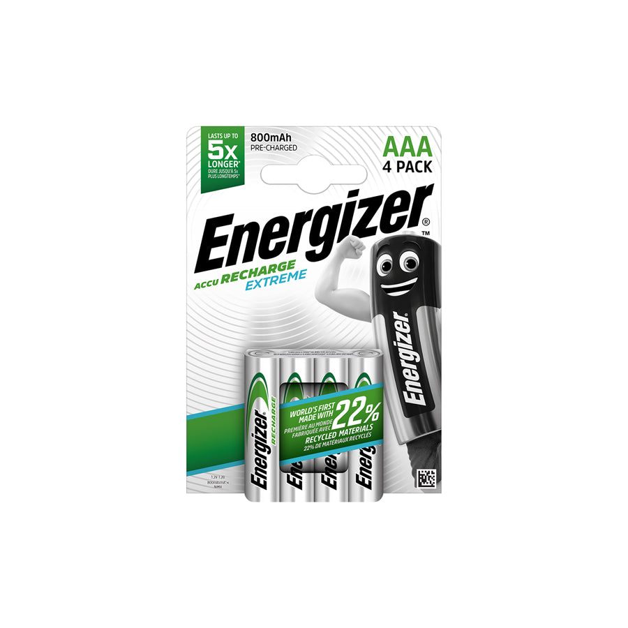 Energizer AAA 800 mAh Accu Recharge extreme (Card of 4) | Duco Car Parts UK Car Parts