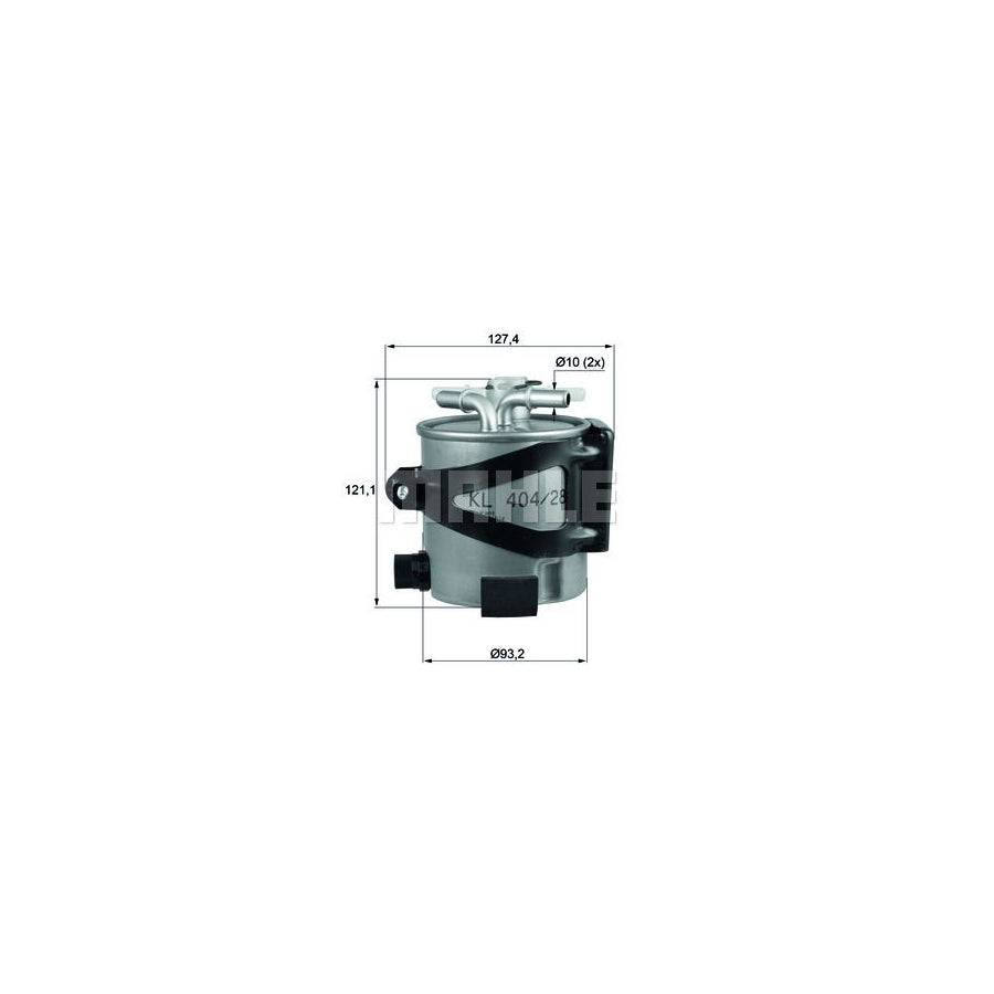 MAHLE ORIGINAL KLH 44/25 Fuel filter In-Line Filter, with holder
