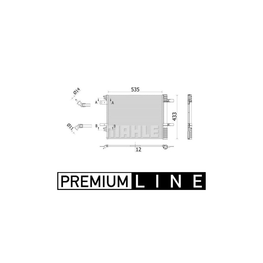 MAHLE ORIGINAL AC 943 000P Air conditioning condenser with dryer