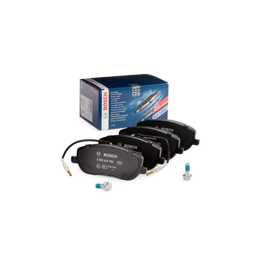 Bosch 0986424789 Brake Pad Set With Integrated Wear Sensor With Anti Squeak Plate With Bolts Screws With Accessories BP930