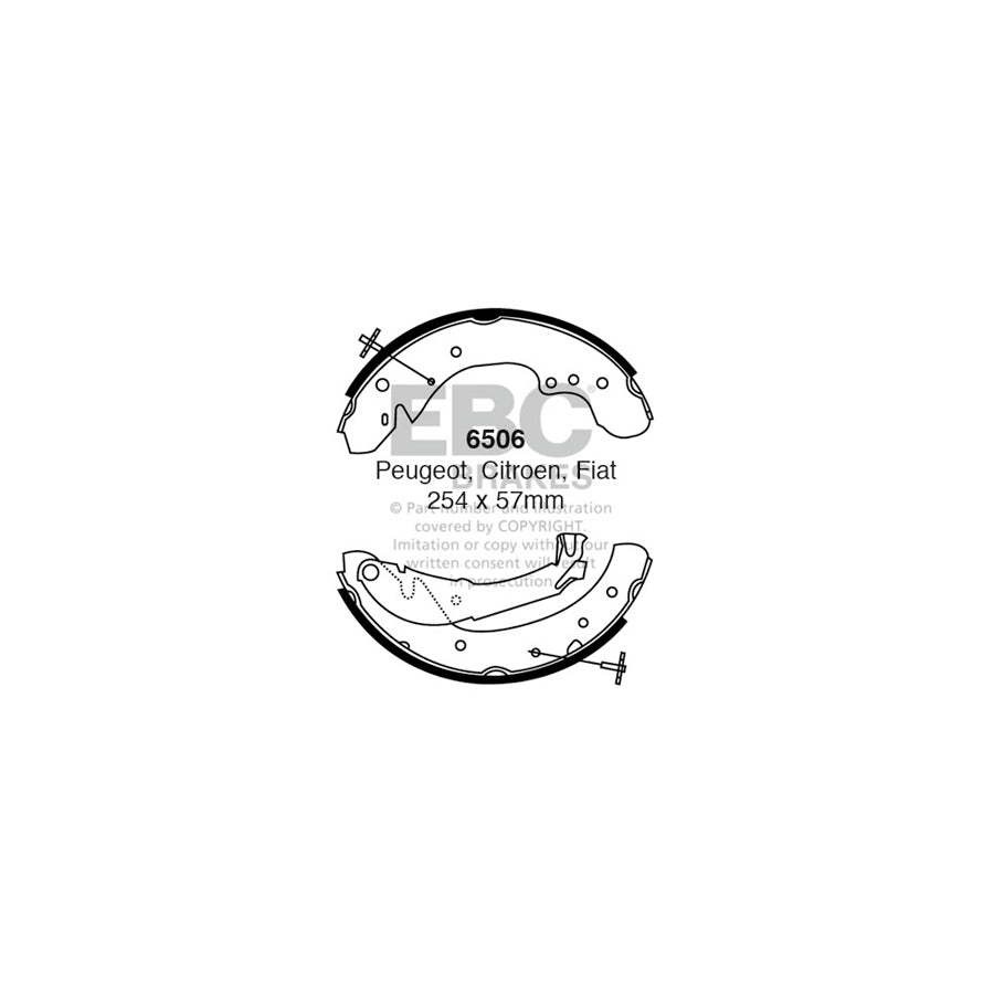 EBC 6506 Citroen Fiat Peugeot Rear Brake Shoes 1 | Duco Car Parts UK Car Parts