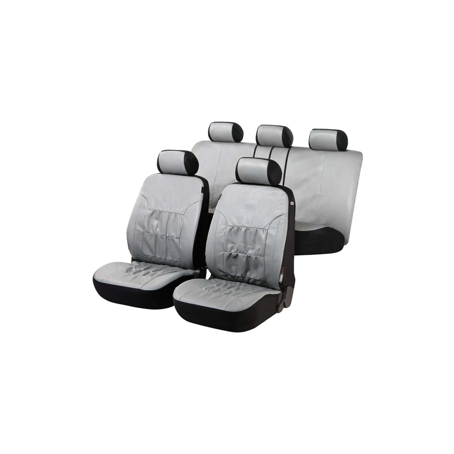 WALSER Nappa Touch 11944 Car seat cover Grey, Polyester, PU (Polyurethane), PVC, Synthetic leather, Front and Rear